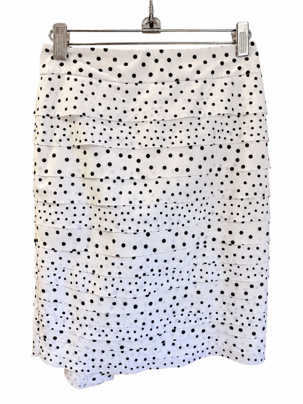 White House Black Market White Pencil Skirt with Black Polka Dots